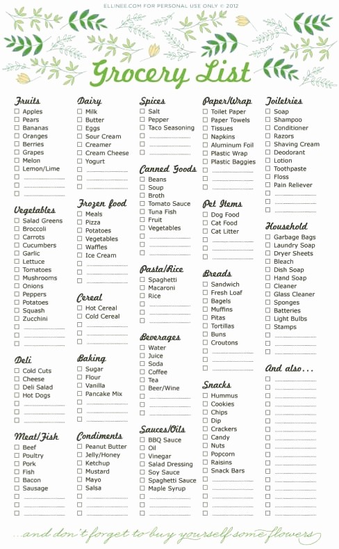 Grocery List with Prices Template Lovely 6 Grocery List Templates formats Examples In Word Excel