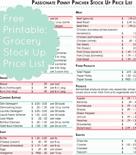Grocery List with Prices Template Luxury Free Printable Grocery Stock Up Price List Money Saving Mom