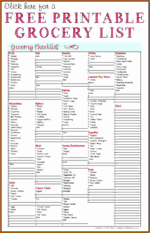 Grocery List with Prices Template Unique 9 Printable Grocery Shopping List