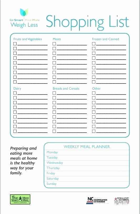 Grocery Shopping List Template Excel Awesome Grocery List Template Excel Blank Shopping Download
