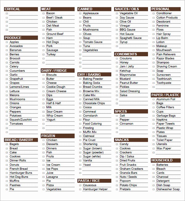 Grocery Shopping List Template Excel Best Of 10 Free Printable Grocery List Templates