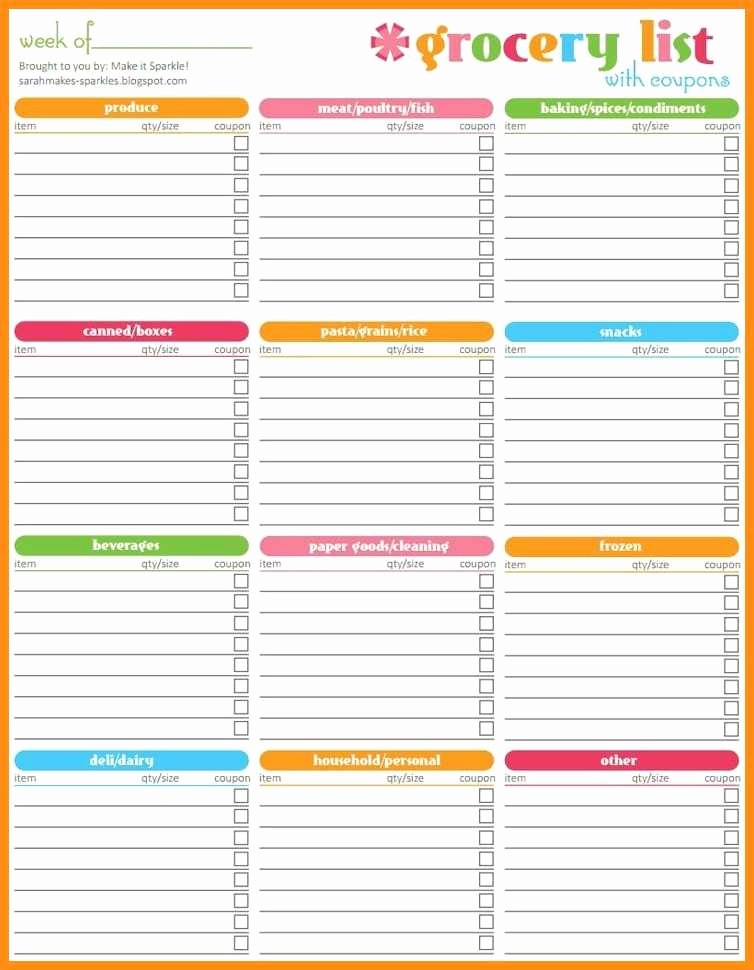 Grocery Shopping List Template Excel Best Of 6 Able Grocery List Template