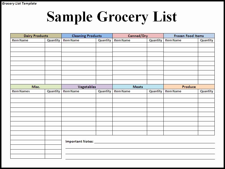 Grocery Shopping List Template Excel Fresh Personal Grocery List and Shopping List Template