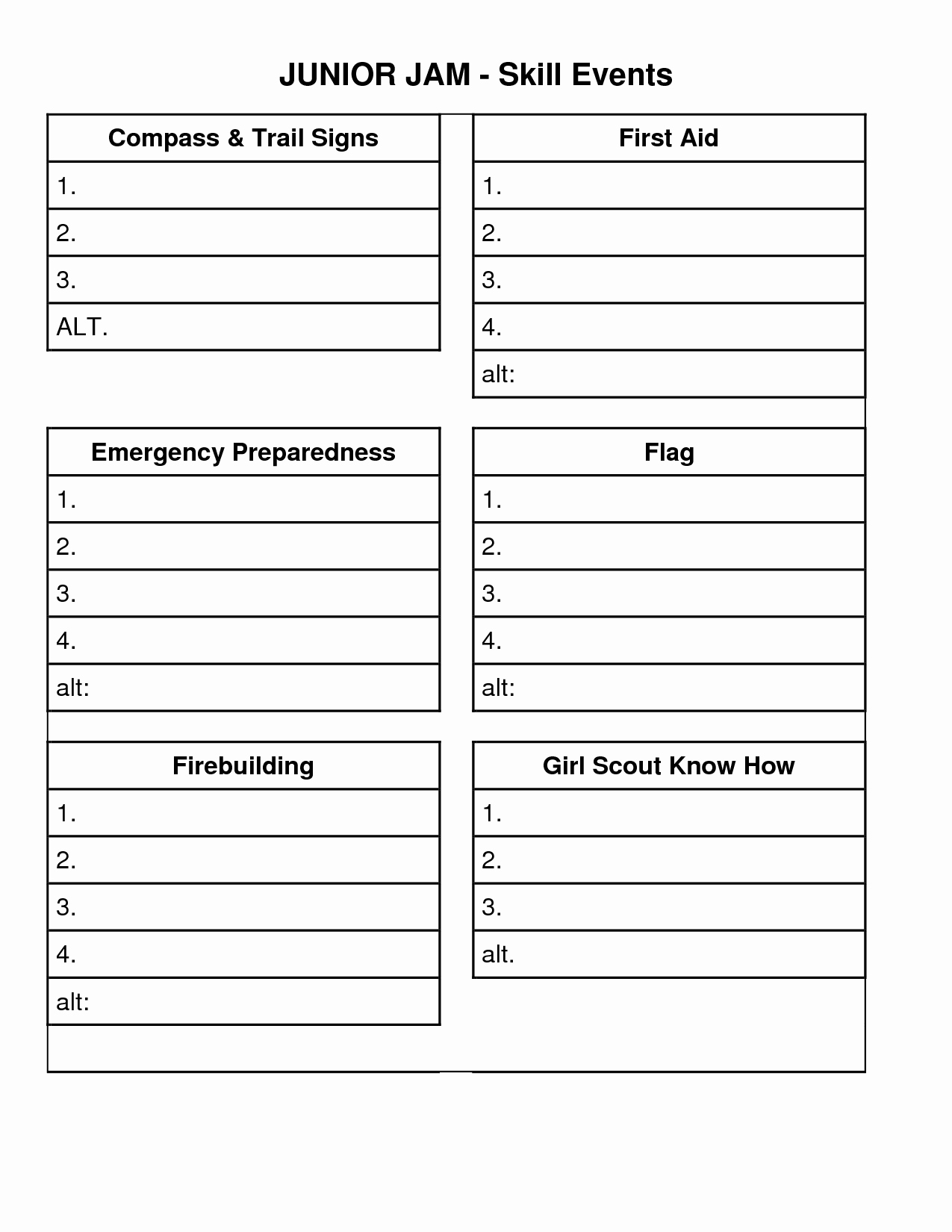 post event sign up sheet printable