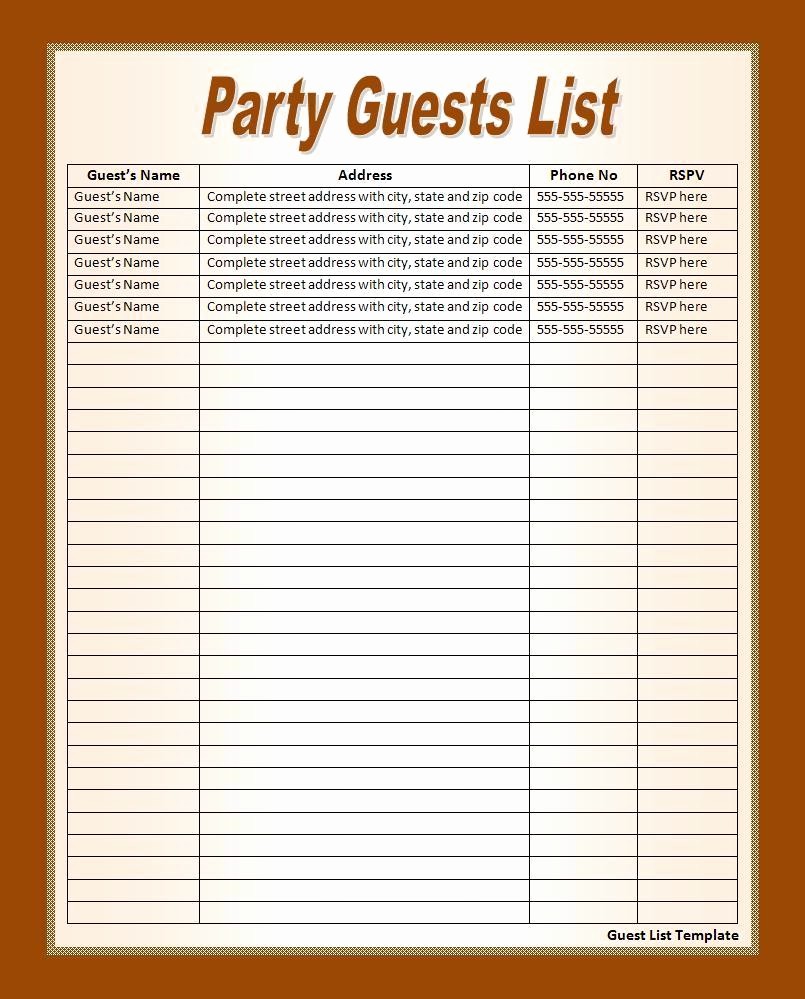 Guest List for Wedding Template Lovely 7 Free Guest List Templates Excel Pdf formats