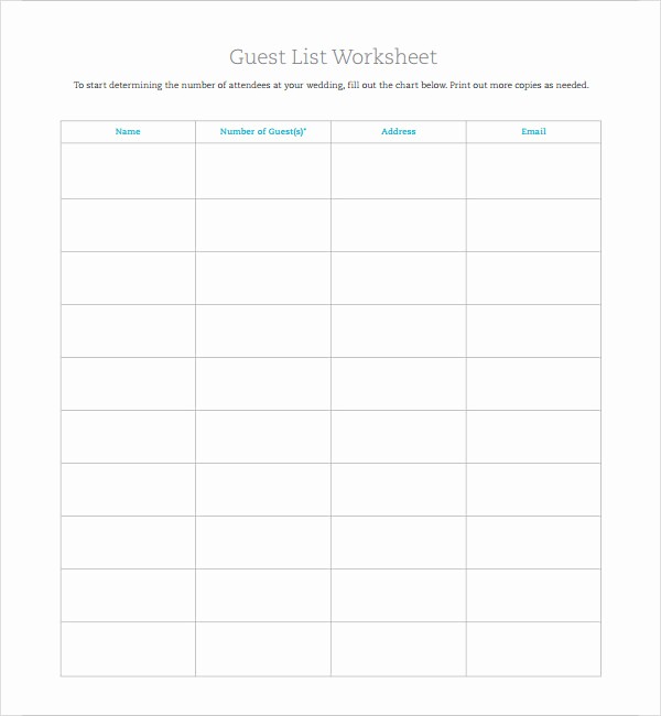 Guest List for Wedding Template Luxury 7 Wedding Guest List Samples