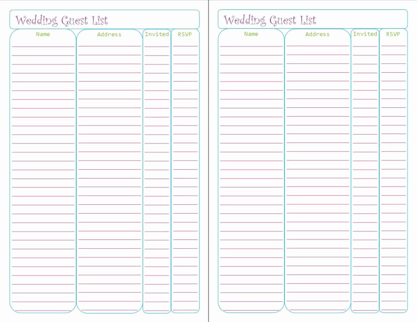 Guest List for Wedding Template New Printable Planner Pages – Peanut and Jellybean