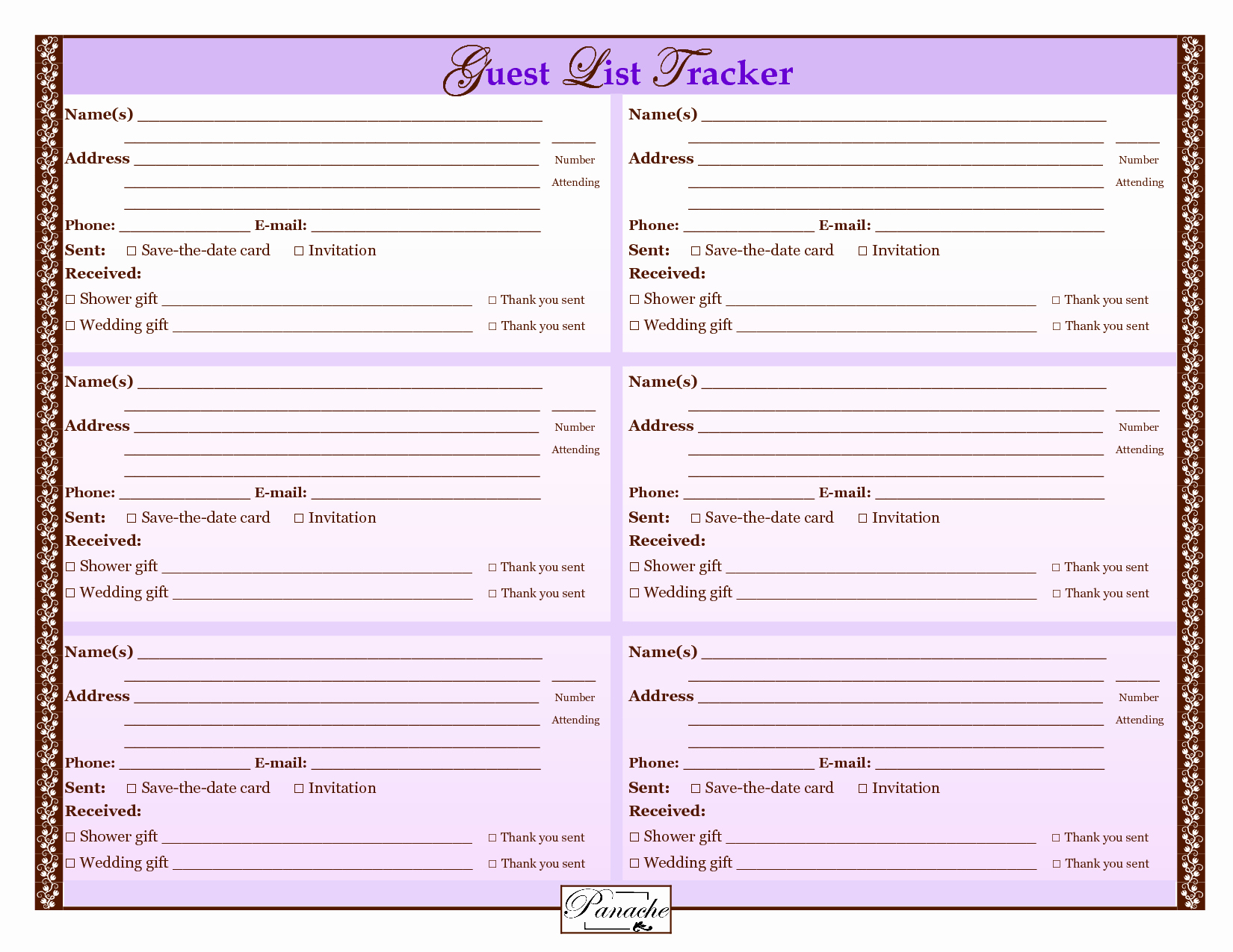 Guest List for Wedding Template Unique 7 Best Of Wedding Guest List form Printable Free