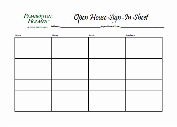 Guest Sign In Sheet Templates Best Of Fresh Open House Sign In Sheet Open House Guest
