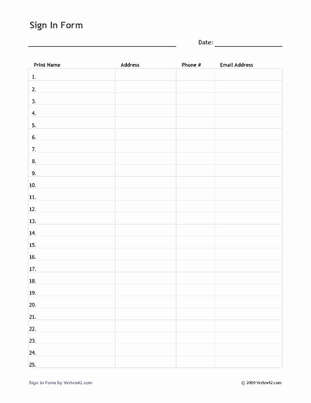 Guest Sign In Sheet Templates Inspirational Guest List Sheet Template Visitor and Sub Sign In