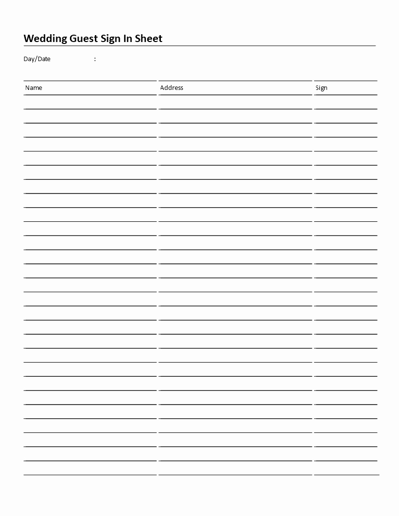 Guest Sign In Sheet Templates Inspirational Wedding Guest Sign In Sheet Download This Free Printable