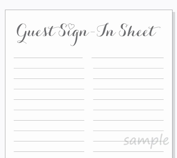 Guest Sign In Sheet Templates Lovely Diy Guest Sign In Sheet Printable for A Wedding Bridal