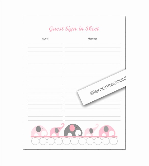 Guest Sign In Sheet Templates Luxury Baby Shower Guest List Template 8 Free Word Excel Pdf