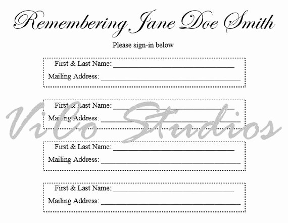 Guest Sign In Sheet Templates Luxury Funeral Sign In Sheet Easy Simple Printable Template