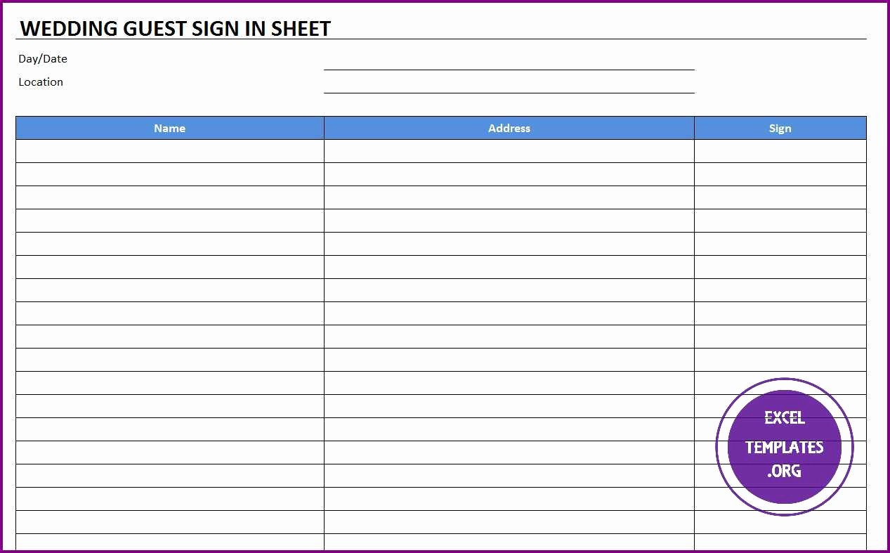 Guest Sign In Sheet Templates New Wedding Guest Sign In Sheet Template