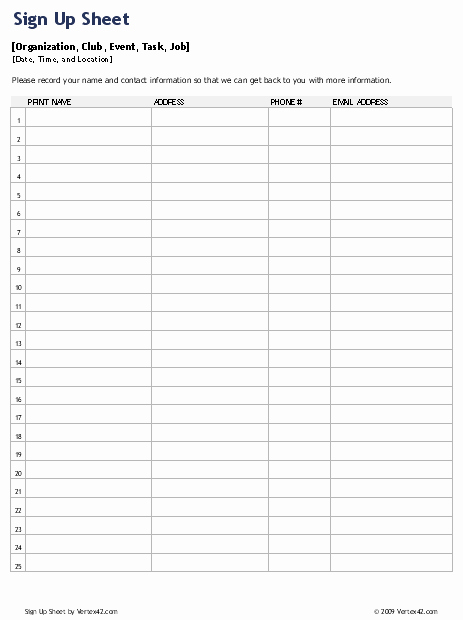 Gym Sign In Sheet Template Awesome Download the Sign Up Sheet Template From Vertex42