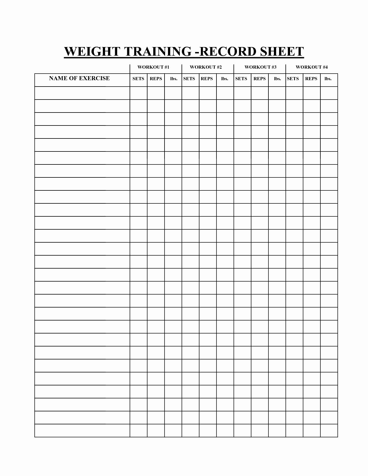 Gym Sign In Sheet Template Fresh 5 Best Of Blank Weight Lifting Chart Weight