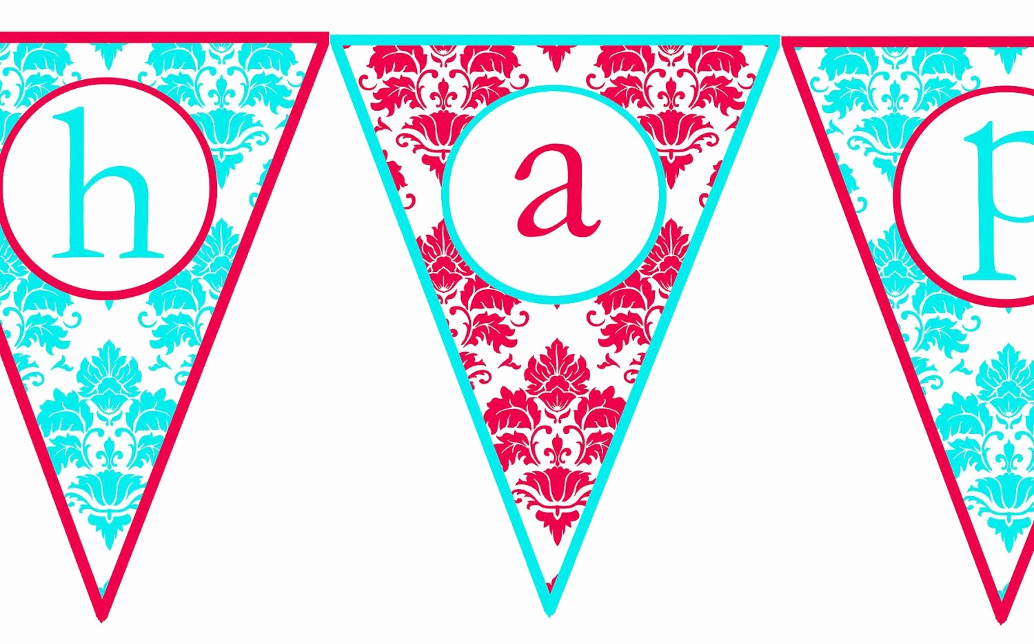 Happy Birthday Banner Print Out Unique Instant Download Red &amp; Aqua Damask Printable Happy Birthday