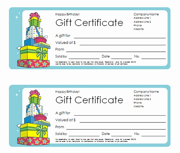 Happy Birthday Certificate Free Printable Fresh Printable Gift Certificate Templates
