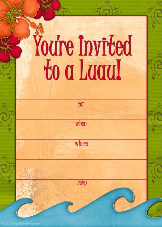 Hawaiian Party Invitation Template Free Best Of 20 Luau Birthday Invitations Designs