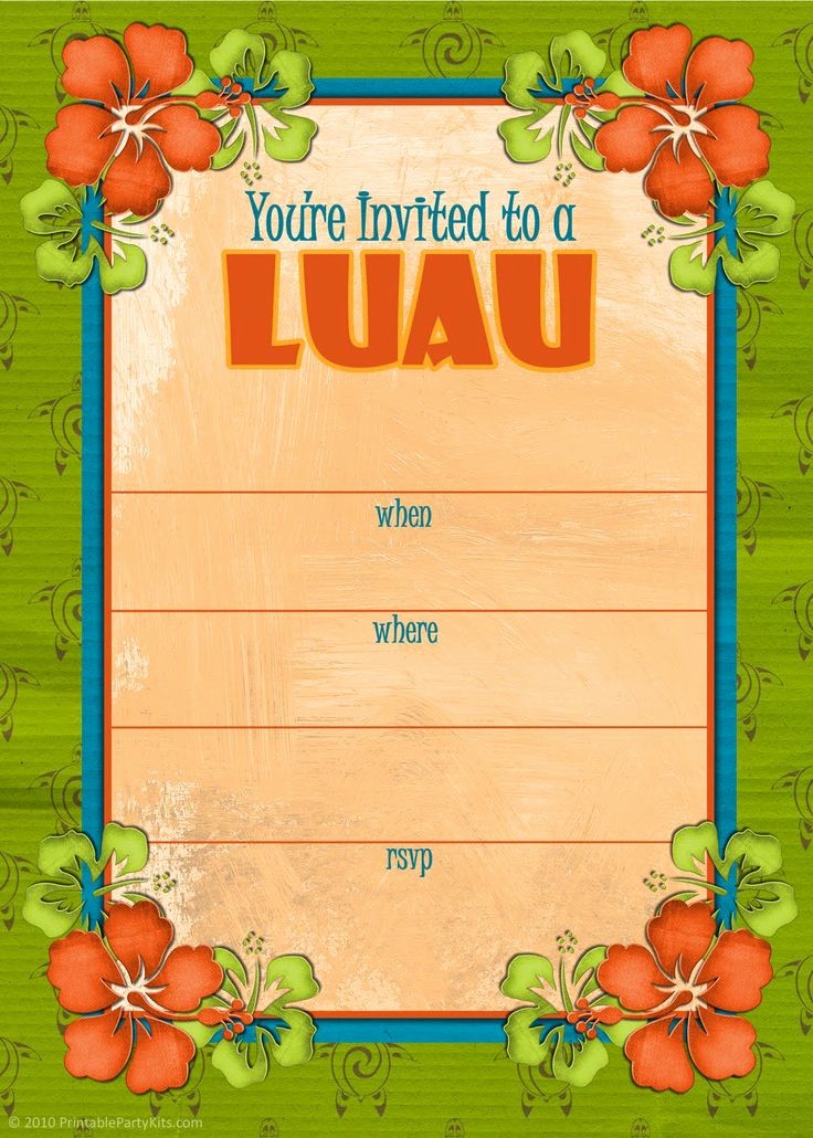 Hawaiian Party Invitation Template Free Best Of Hawaiian Luau Invitation 1 143×1 600 Pixels