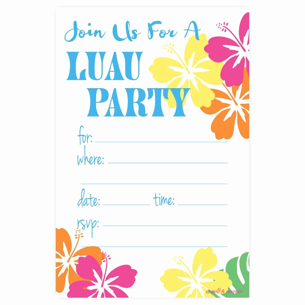 Hawaiian theme Party Invitations Printable Best Of Summer Luau Party Invitations