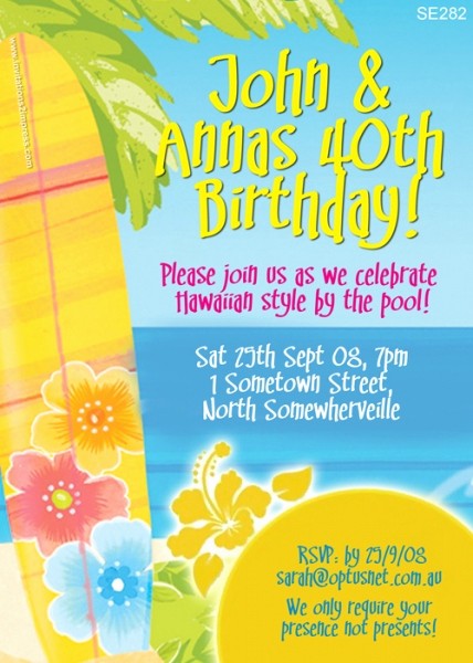 Hawaiian themed Invitation Templates Free Fresh Se282 Hawaiian Invitation La S Birthday Invitations