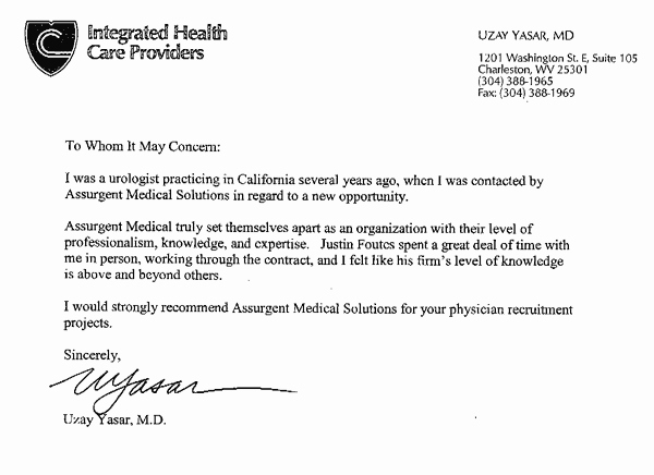 Health Care Letter Of Recommendation Inspirational Re Mendation Letter for Health Care Professional