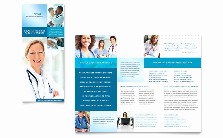 Healthcare Brochure Templates Free Download Unique Medical Billing &amp; Coding Tri Fold Brochure Template Word