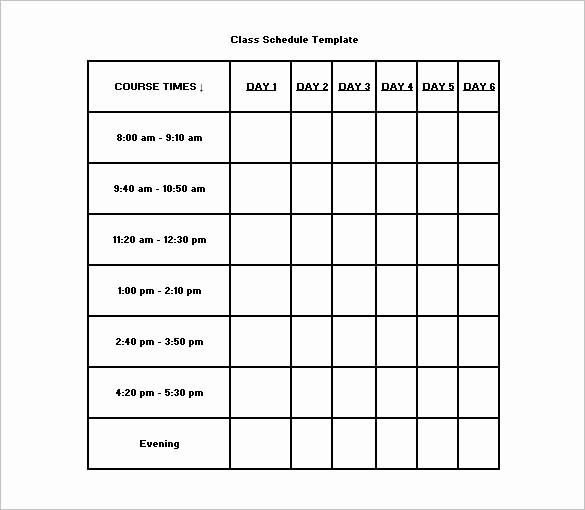 High School Class Schedule Example Lovely Class Schedule Template – 8 Free Sample Example format