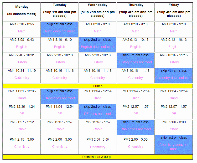 High School Class Schedule Sample Best Of Hs Bell Schedule Cascade Schools