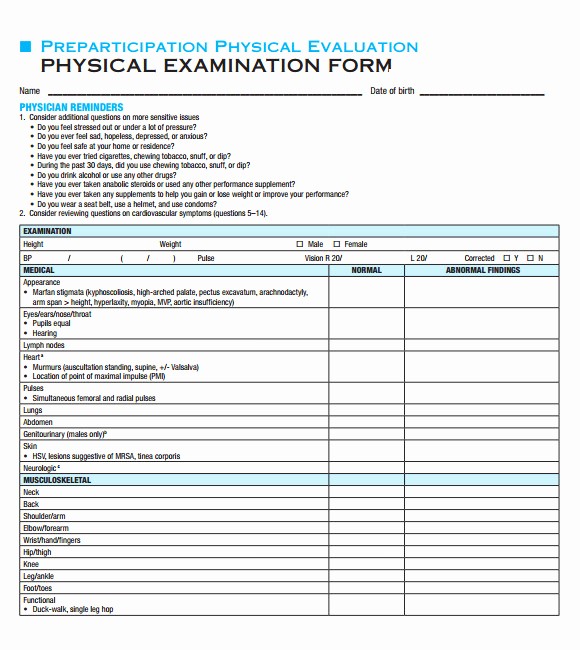 History and Physical Template Free Inspirational History and Physical form Template 9 Sample Physical Exam