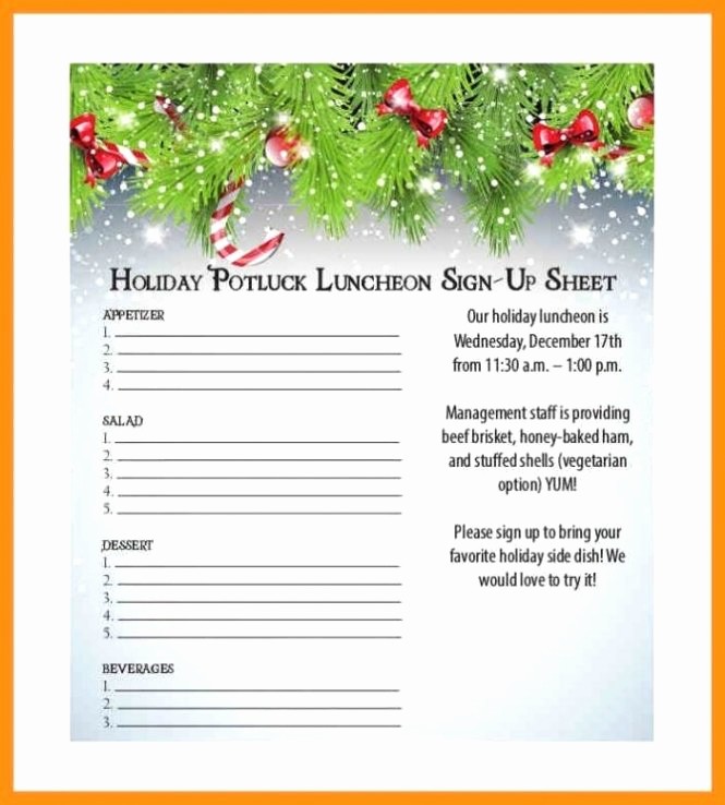 Holiday Party Sign Up Sheet Best Of Holiday Sign Up Sheet Templates Superb Christmas Potluck