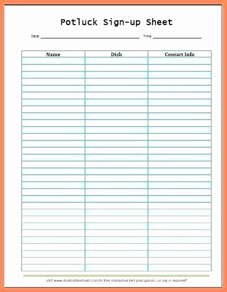 Holiday Party Sign Up Sheet Fresh Party Sign Up Sheet Template Printable Christmas