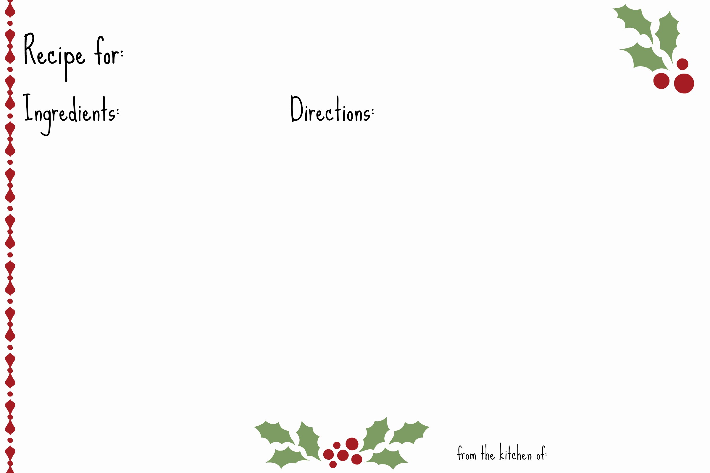 Holiday Recipe Card Template Free Awesome Christmas buttercrisp Cookies Recipe Card Around My