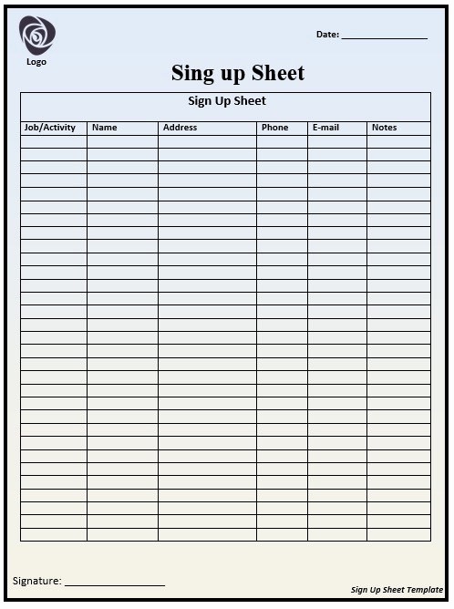 Holiday Sign Up Sheet Template Best Of 9 Free Sample Picnic Party Sign Up Sheet Templates