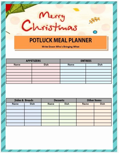 Holiday Sign Up Sheet Template Fresh 13 Gorgeous Christmas Potluck Signup Sheets to Impress