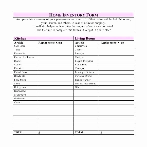 Home Contents Inventory List Template Awesome Home Inventory Template Spreadsheet Best House