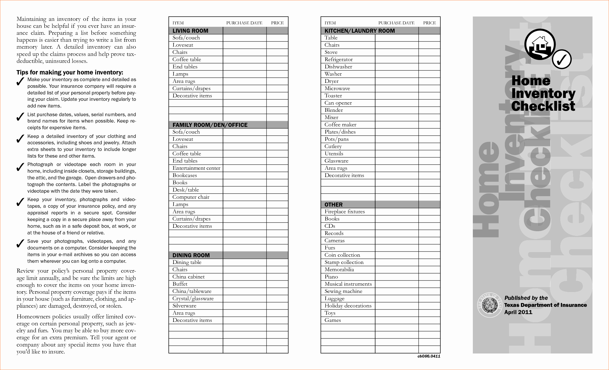 Home Contents Inventory List Template Beautiful 5 Home Inventory Checklist