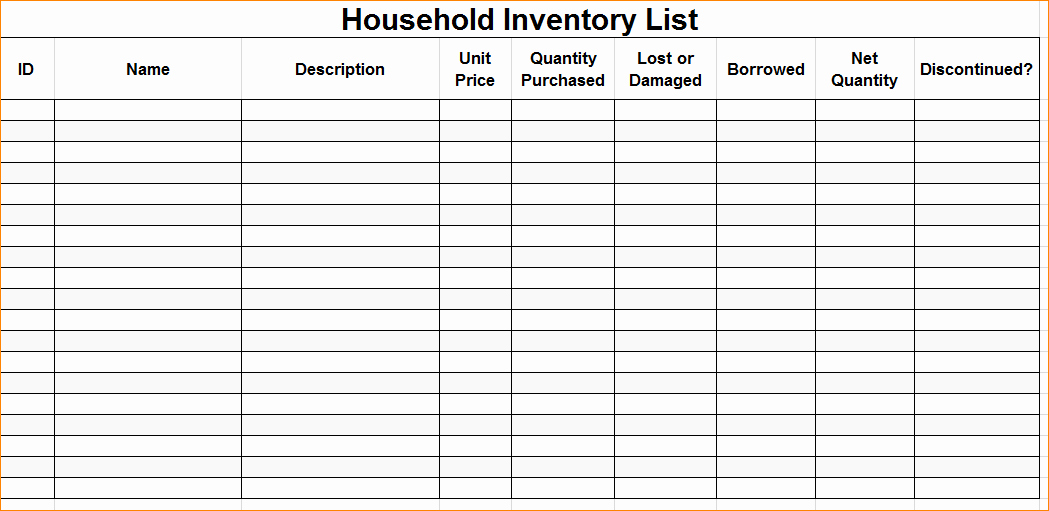 Home Contents Inventory List Template Best Of Excellent Home Inventory Sheet for Household Contents and