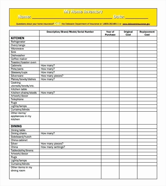 Home Contents Inventory List Template Elegant Printable Inventory List form – Tinbaovnfo