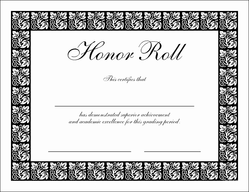 Honor Roll Certificate Template Word Inspirational Seasonal Certificates &amp; Memories