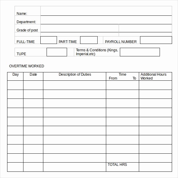 Hourly Sign Up Sheet Template Unique 21 Overtime Sheet Templates – Free Sample Example format