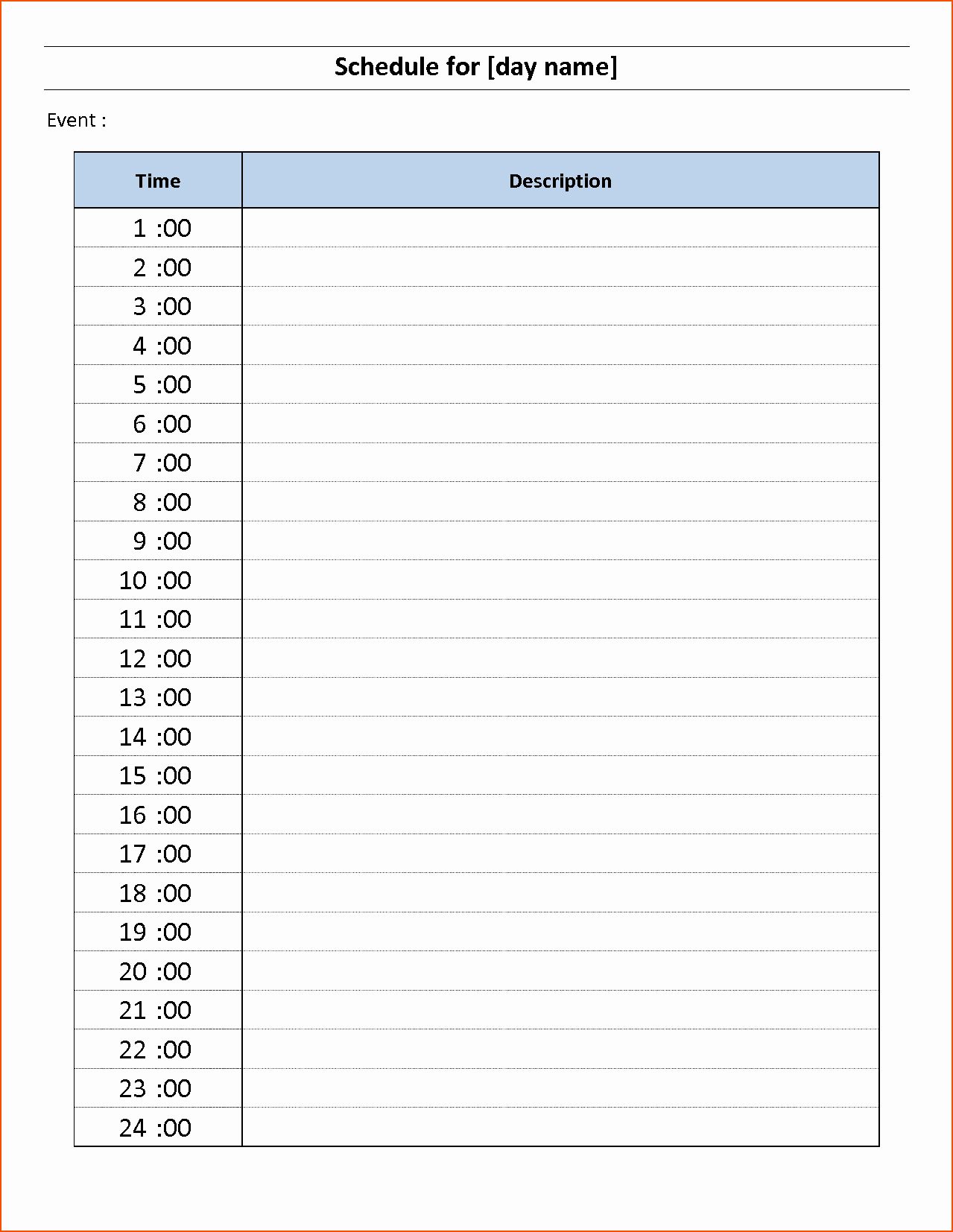 Hourly Sign Up Sheet Template Unique 5 24 Hour Schedule Template Bookletemplate