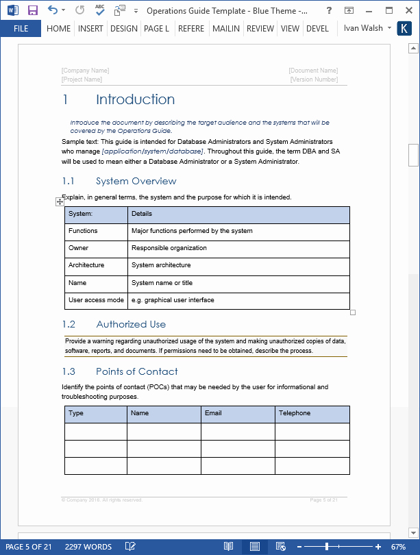 Hours Of Operation Template Word Lovely Operations Guide – Ms Word Template