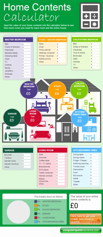 50 House Contents List for Insurance  Ufreeonline Template