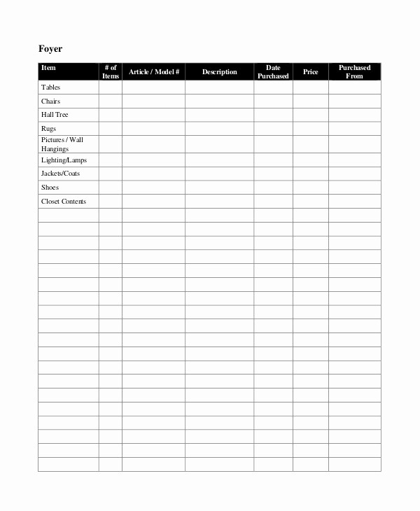 House Contents List for Insurance Inspirational 6 Home Inventory Worksheet Templates Pdf
