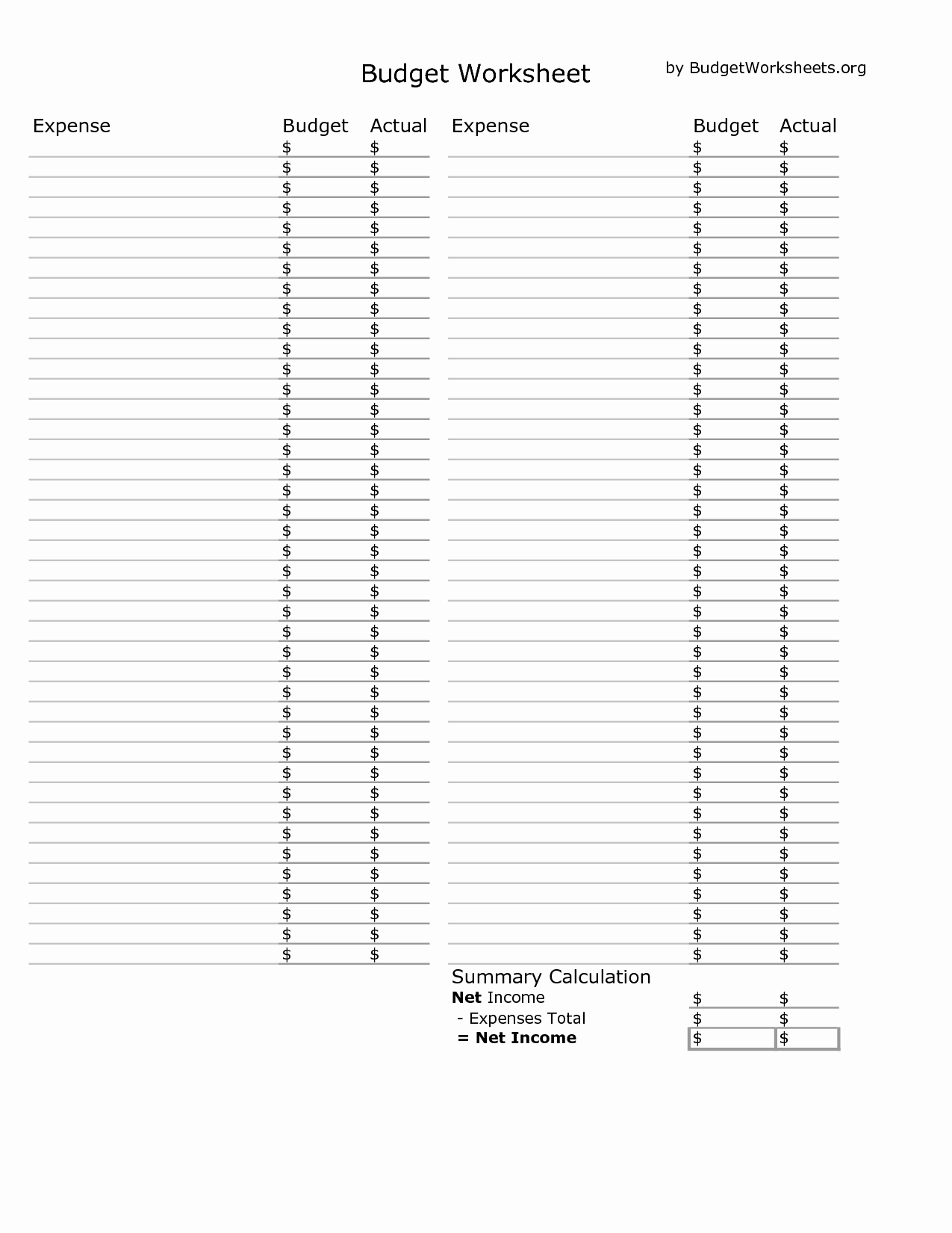 Household Budget Spreadsheet Template Free Lovely 8 Best Of Excel Blank Bud Worksheet Printable