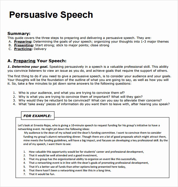 How to format A Speech Elegant 8 Persuasive Speech Samples