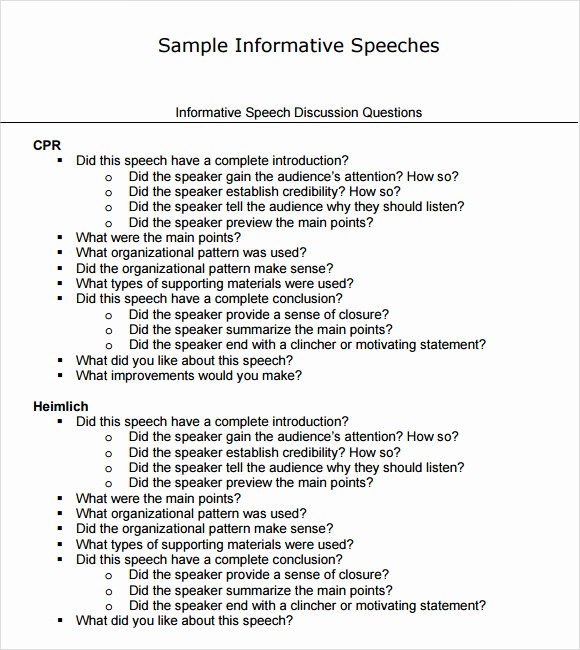 How to format A Speech Luxury 12 Sample Informative Speech